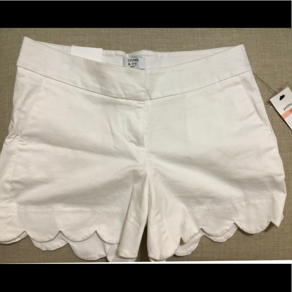 White scalloped shorts from Crown & Ivy